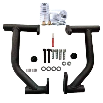 Applicable to QJ Qianjiang competition Motorcycle bumper - black-matte-carbon-steel-bumper-silver-aluminum-head-1-pair