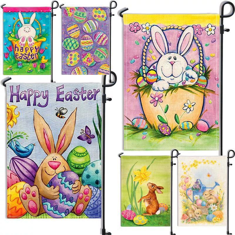 Пасхальный сад украшен льняным садовым флагом цифровой печати декоративный флаг атмосферы можно настроить