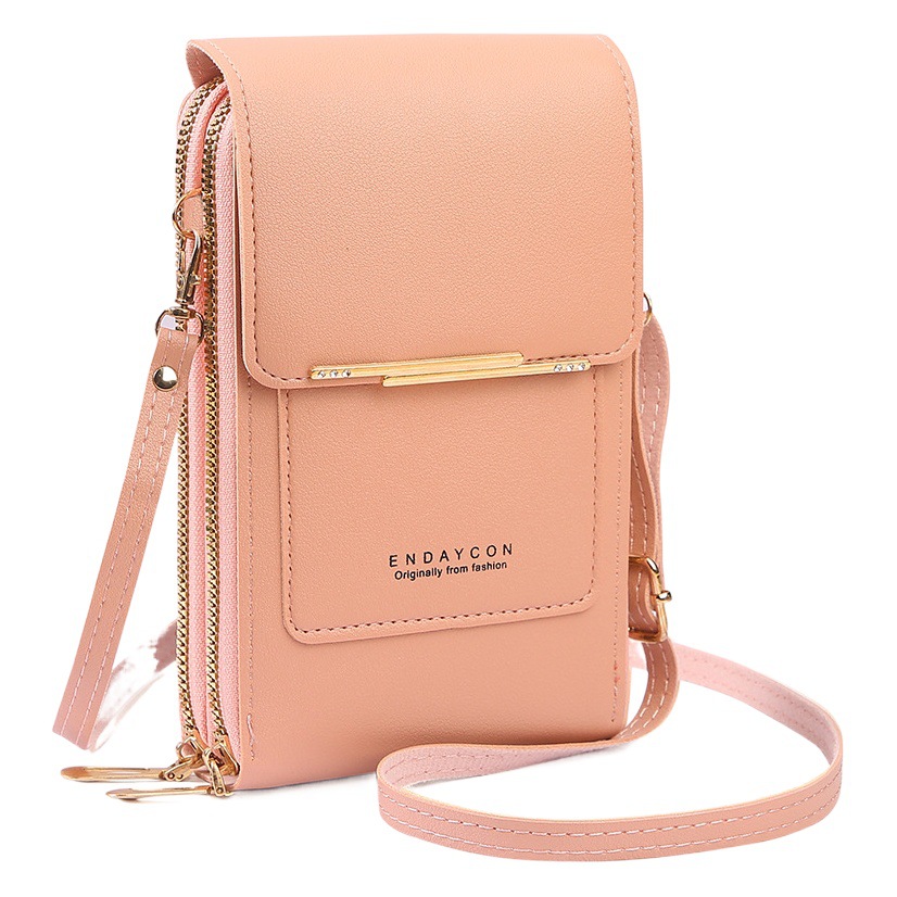 Factory Direct Sales Touch Screen Mobile Phone Bag Women's Crossbody Bag Korean Style Mobile Phone Bag Multi-Function Key Zipper Coin Purse Vertical Style