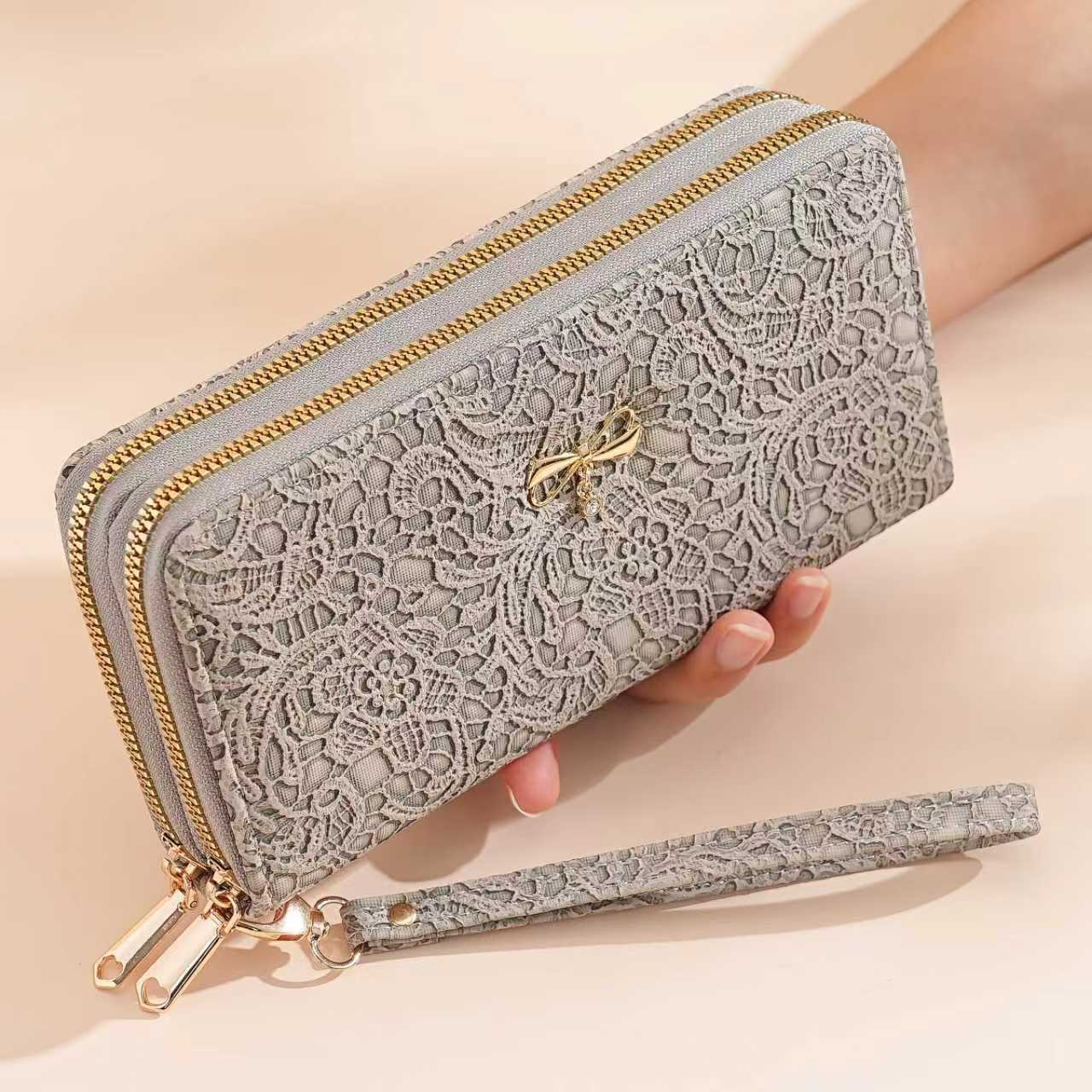 Cartera de mujer de gran capacidad nueva bolsa de mano transfronteriza de venta caliente doble cremallera cartera de mujer cartera de alta calidad
