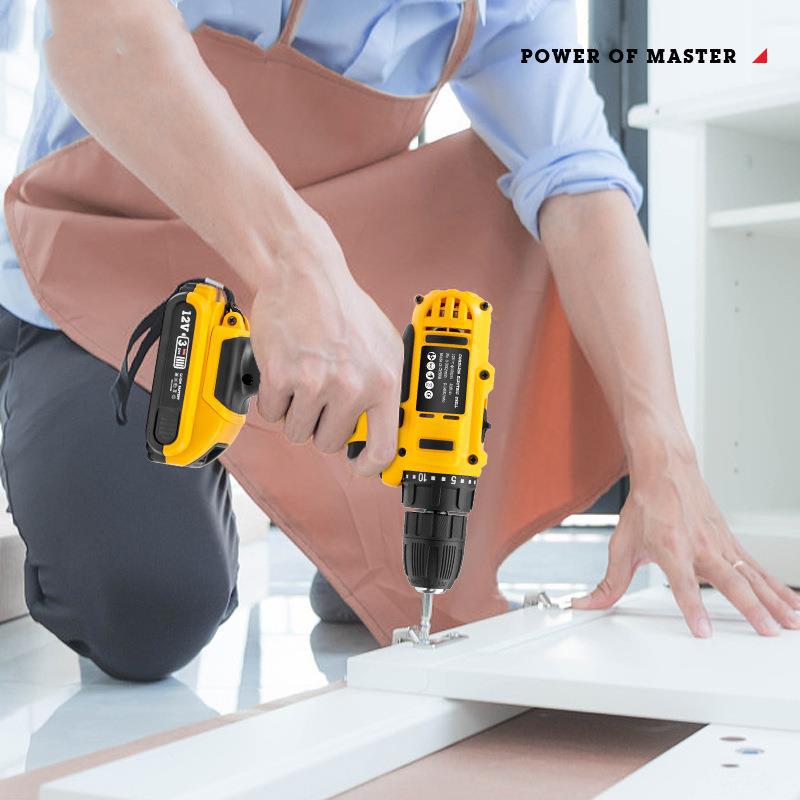 Práctica taladro eléctrico de litio, taladro manual multifuncional para el hogar, mantenimiento de alta potencia, práctico taladro de pistola, destornillador