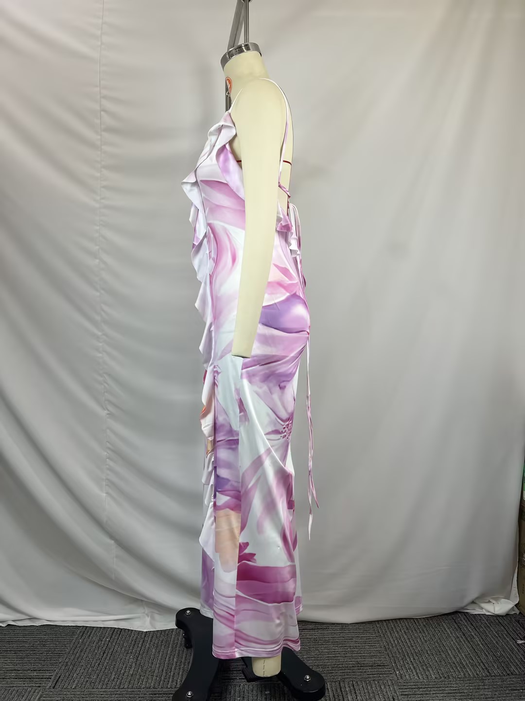 Elegant Floral Maxi Dress – Women’s V-Neck Slit Dress For Vacation & Beach Getaways_ecoleips.com