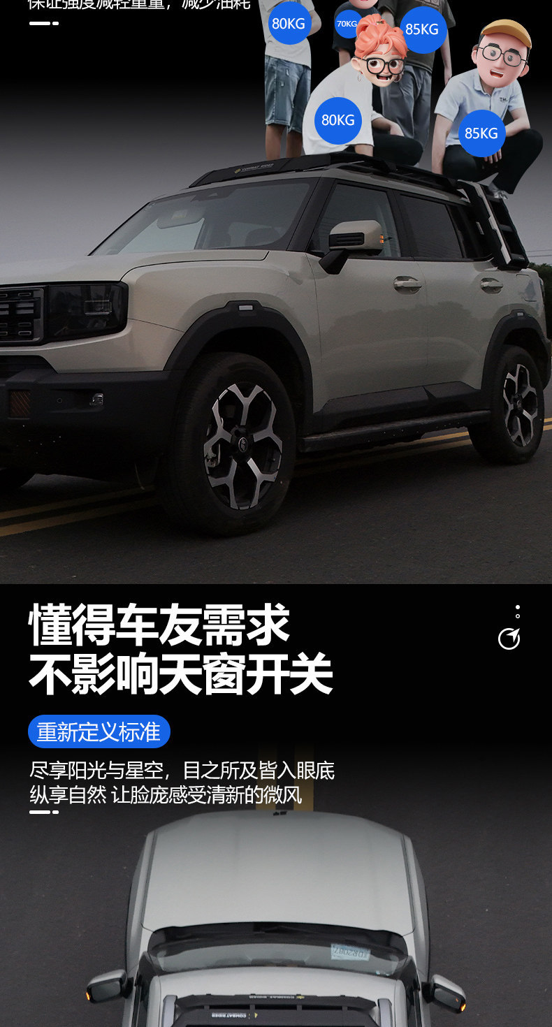Jietu Shanhai T1 Traveler T2 Camping Car Roof Expansion Explorer Roof Rack Canopy Side Tent Ladder