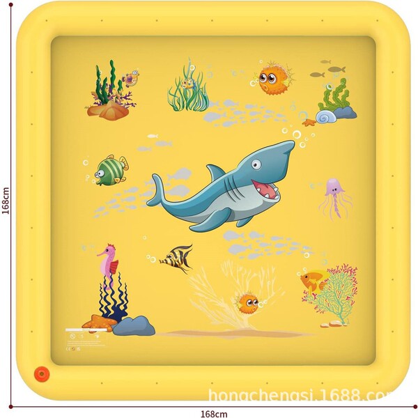 Big square inflatable swimming pool play in water