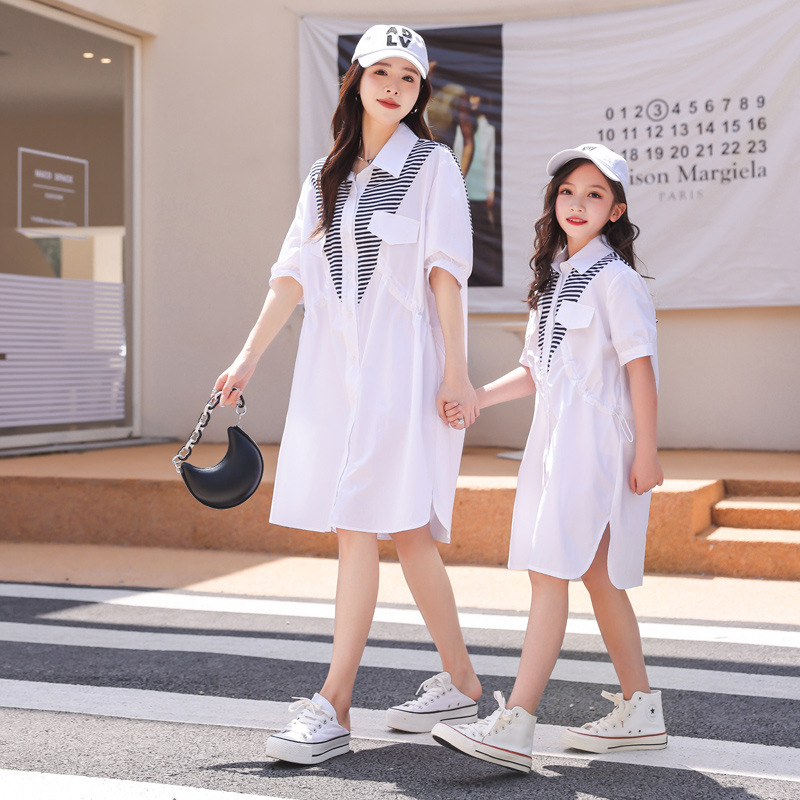 2705 different parent-child summer clothes new fashion western style fake two-piece dress outing Tiktok