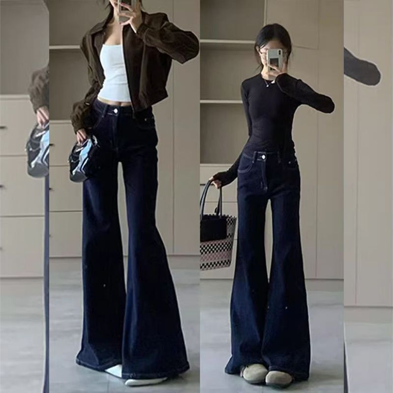 Plus-size American-style low-waist flared jeans for women, new autumn collection, loose-fitting, slimming, versatile wide-leg bell-bottom pants Plus-size American-style low-waist flared jeans for women, new autumn collection, loose-fitting, slimming, versatile wide-leg bell-bottom pants
