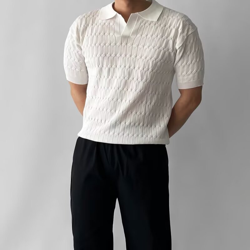 Men's Short Sleeve Polo Shirt Breathable Slim Fit Casual Summer Top_voghion.com