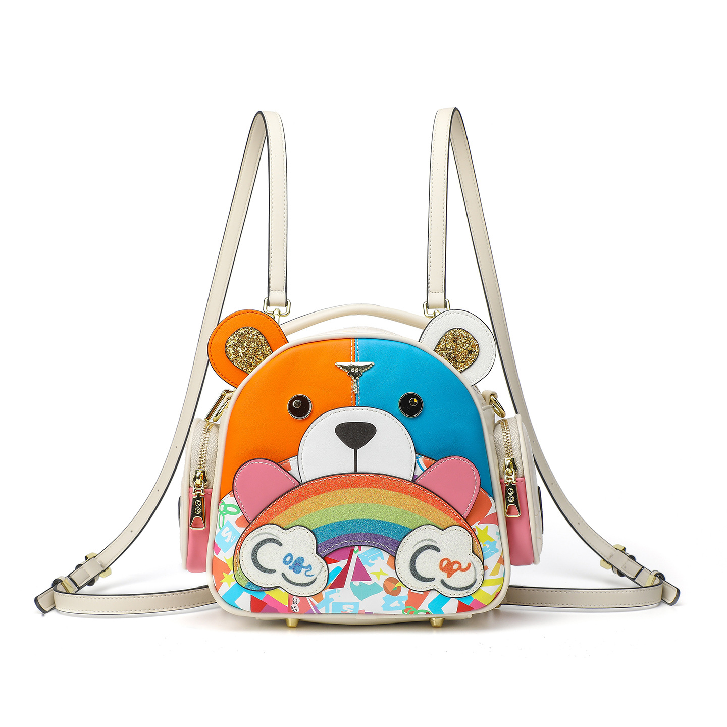 Personalidad de moda damas animales de dibujos animados mochila de hombro multipropósito colisión de colores versátil no colisión 2878 #