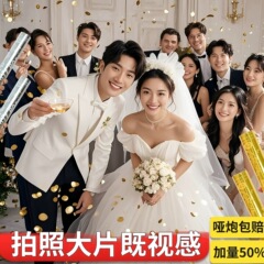 礼宾花生日礼炮礼花筒亮片结婚氛围银色手持结婚彩带布置道具婚礼
