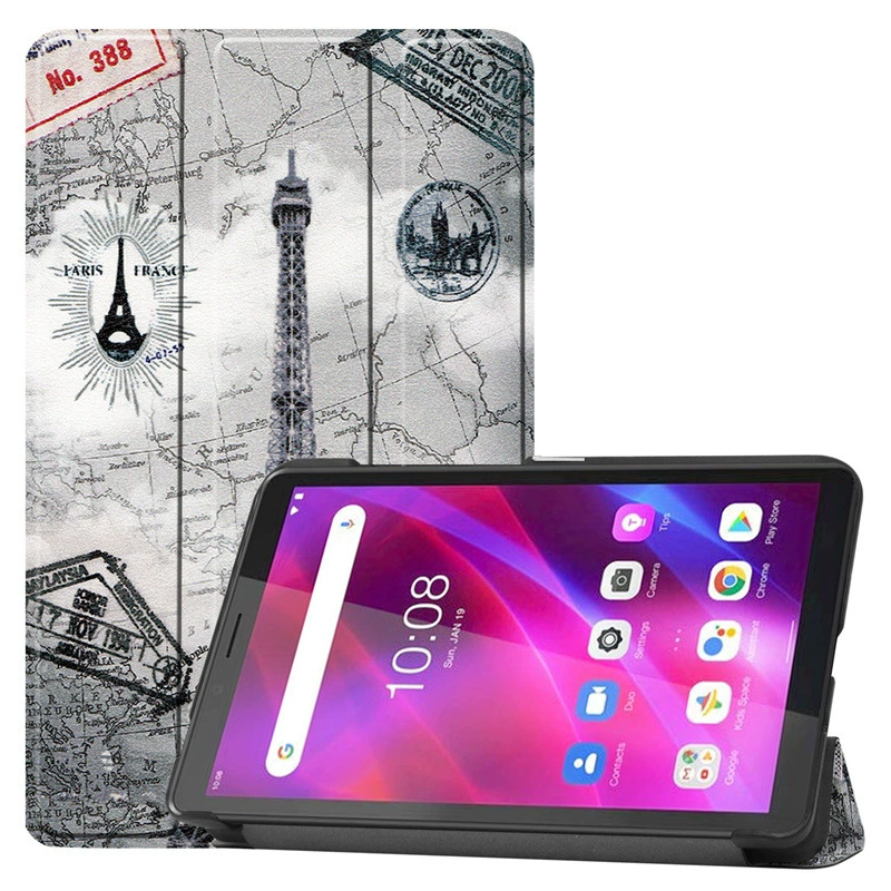 Чехол для Lenovo TAB M7 3-го поколения, кожаный чехол, двух-/трёхскладной подставкой, ультратонкий задний бампер для модели 7305