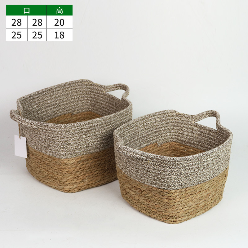 Maceta de Hierba Tejida a Mano Decorativa para Interior y Balcón