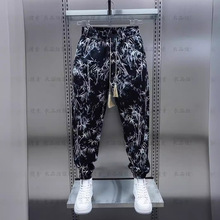 休闲裤男士夏季薄款速干宽松潮牌花色裤子高端运动束脚哈伦裤男款