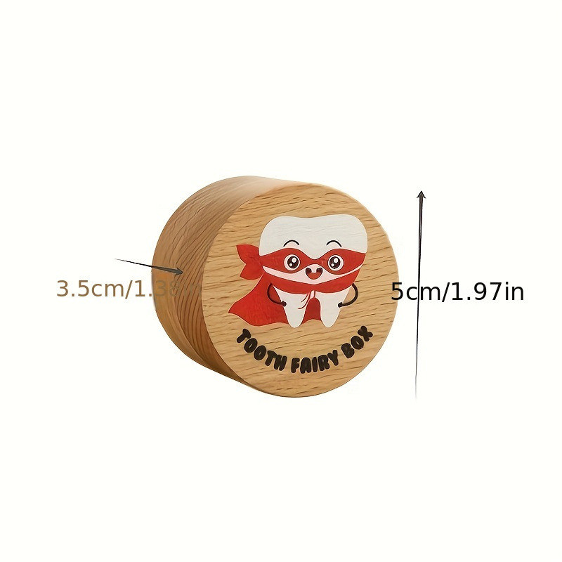 Patrón de impresión de madera creativo con tapa caja de madera de almacenamiento de cambio de dientes para niños caja conmemorativa de cambio de dientes de bebé masculino y femenino