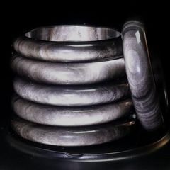 【可出證書】天然收藏級原礦老料銀曜石手鐲廠家批發直銷