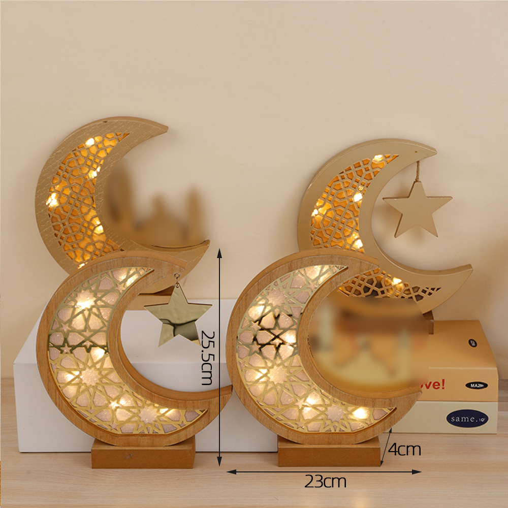 Candeeiro decorativo em madeira lua e estrela para presentes_voghion.com