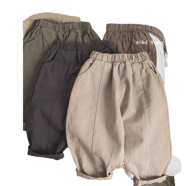 Demi-season children's solid trousers for boys for leisure
