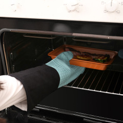 Amazon 49cm Extended Silicone Gloves, Wider and Thicker Kitchen Microwave Oven Gloves, Household Baking Gloves