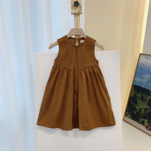 Summer  New Girl's Dress for Baby Girls, Trendy Children's Sleeveless Dress, Fashionable Street Style Simple Backless Dress