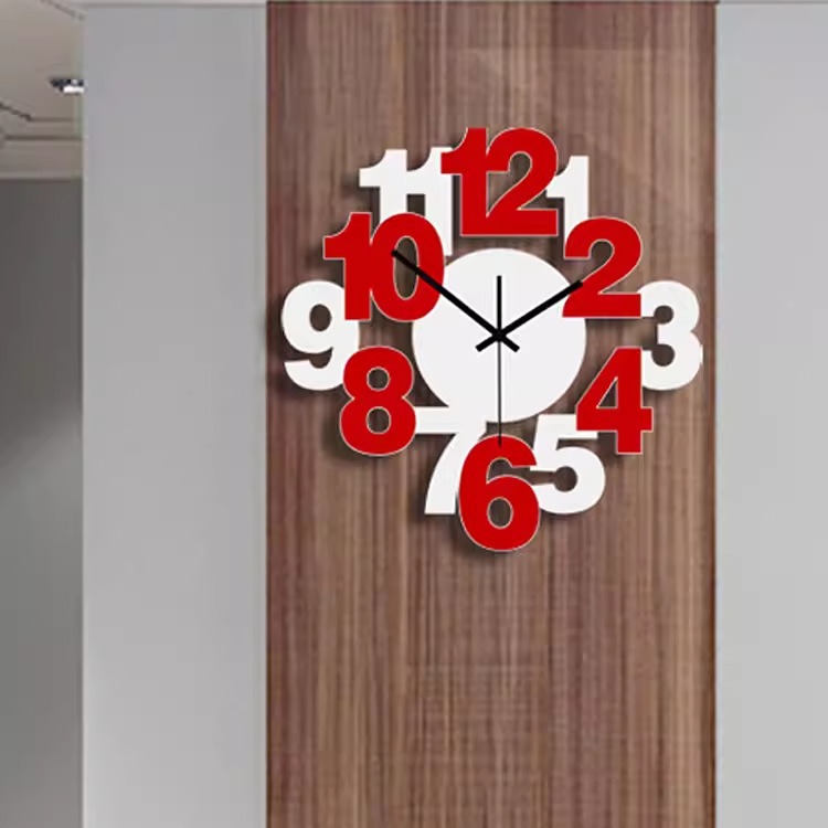 Creativo tridimensional Reloj de pared digital sala de estar reloj decorativo simple moda reloj Punch mudo nórdico etiqueta de la pared