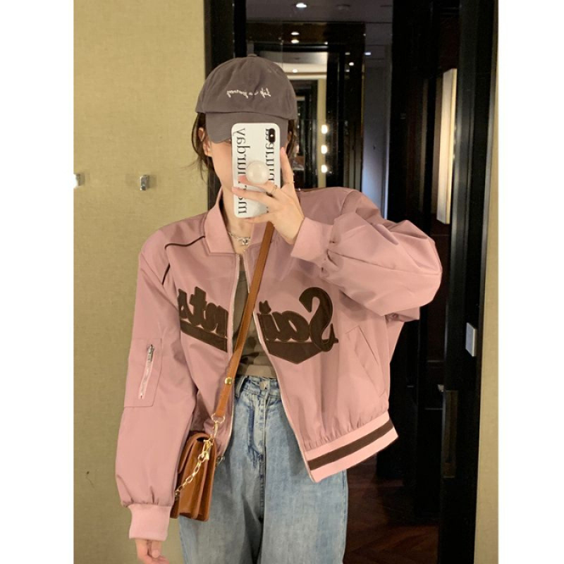 美式辣妹棒球服女秋季2025新款宽松短款设计感盐系长袖夹克外套潮|undefined