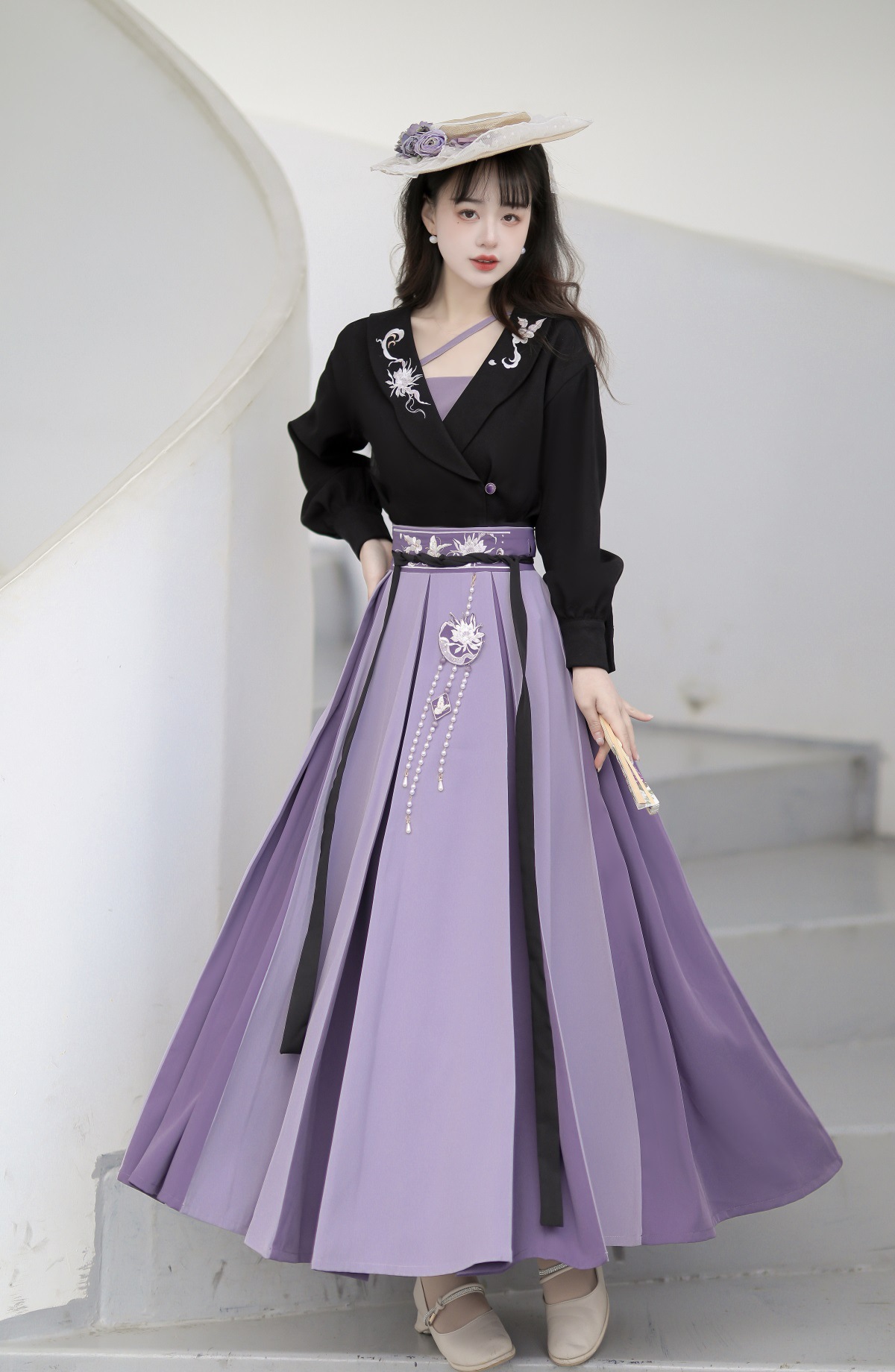 原创设计琉璃中国风改良汉元素汉服女吊带上衣半裙套装6715-阿里巴巴