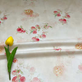 缠枝杨梅全棉二十支数码印花面料新中式国风汉服衬衣马甲手工面料