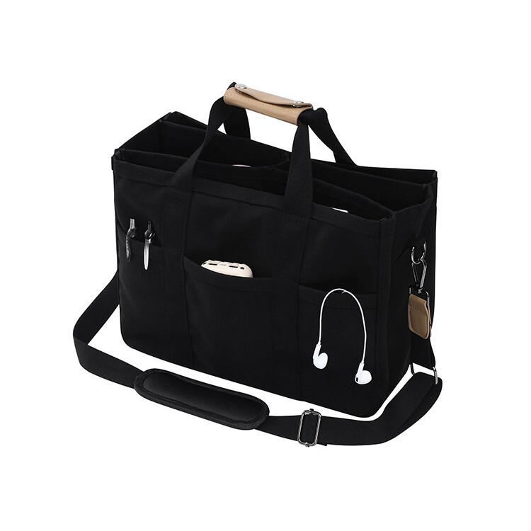 Cross-Border Canvas Bag for Women, Large Capacity, Multi-Pocket, Trendy Crossbody Bag, Wide Shoulder Strap, Handbag Tote Bag