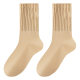 Autumn and Winter Zuobaron Cotton Socks Korean Style Girl's Pleated Stacked Socks Japanese Style Solid Color Sweat-Absorbing Anti-Pilling Socks