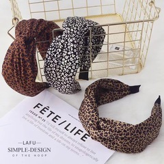 Crossbody 2022 New Wide Edge Interwoven Fabric Leopard Print Hairband Korean Style Simple and Fashionable Adult Hair Accessory Face Washing Headband