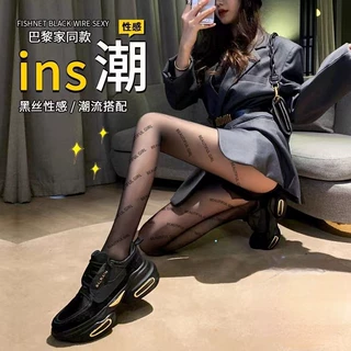 黑丝袜女夏季薄款字母黑色连裤袜 女光腿黑丝性感蝴蝶印花丝袜