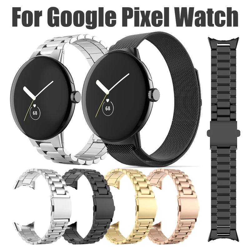 For fitbit Google pixel watch three bead metal strap pixel watch stainless steel strap