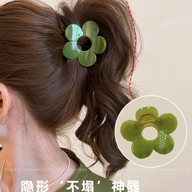 五叶花半扎发抓夹小夹子花朵高颜值樱花后脑勺发卡女多巴胺鲨鱼夹|undefined