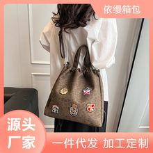 新款豹纹大容量双肩包女包简约书包复古百搭时尚学生斜挎手提包女