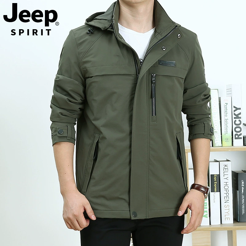 JEEP SPIRIT Elastic windproof breathable jacket for leisure, plus size