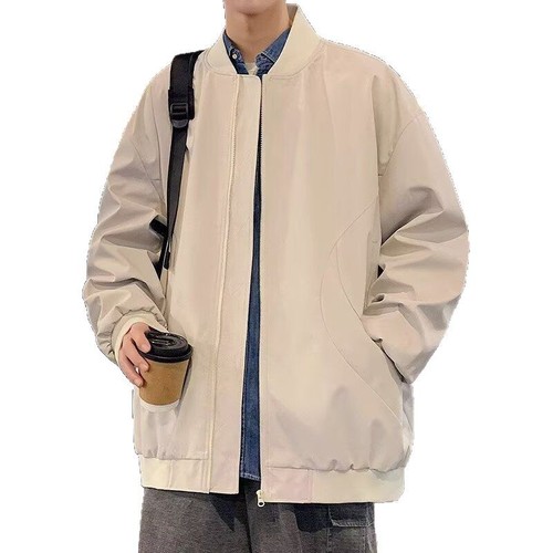 Men's Spring and Autumn 2025 New Style Jacket, Retro Fashion, Loose, Plain Color Pilot Baseball Jacket Outerwear