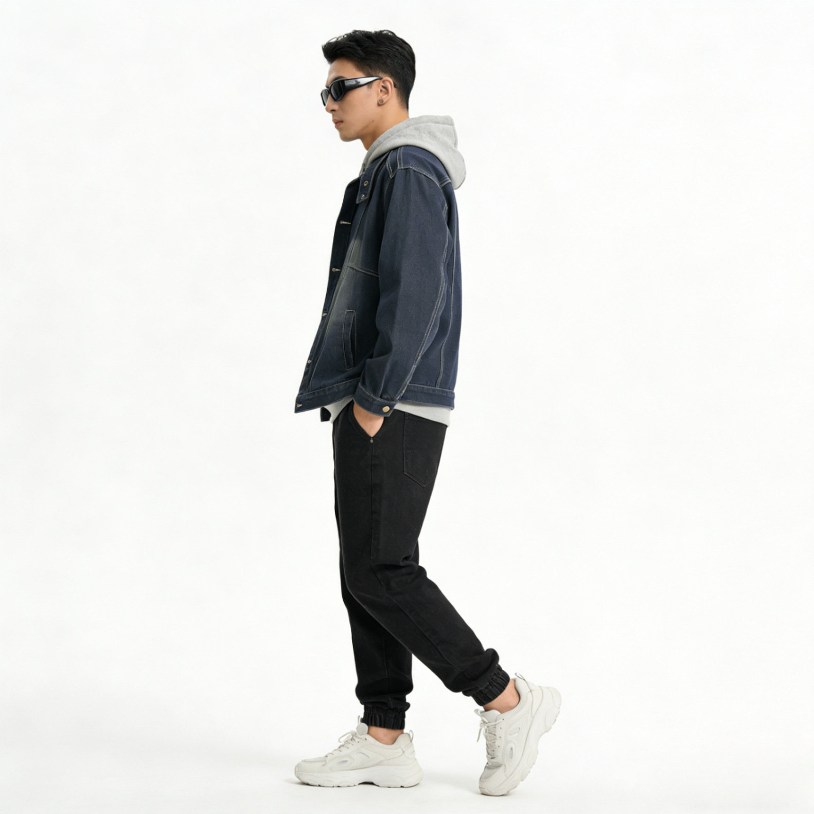 Vintage Jeansjacke Mit Stehkragen Im Retro Look Denim Unisex_voghion.com