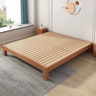 Full Beech Thickened Solid Wood Bed Modern Simple 1.8 Double Single Bed 1.5 m Household Simple Bed Frame Without Bedside