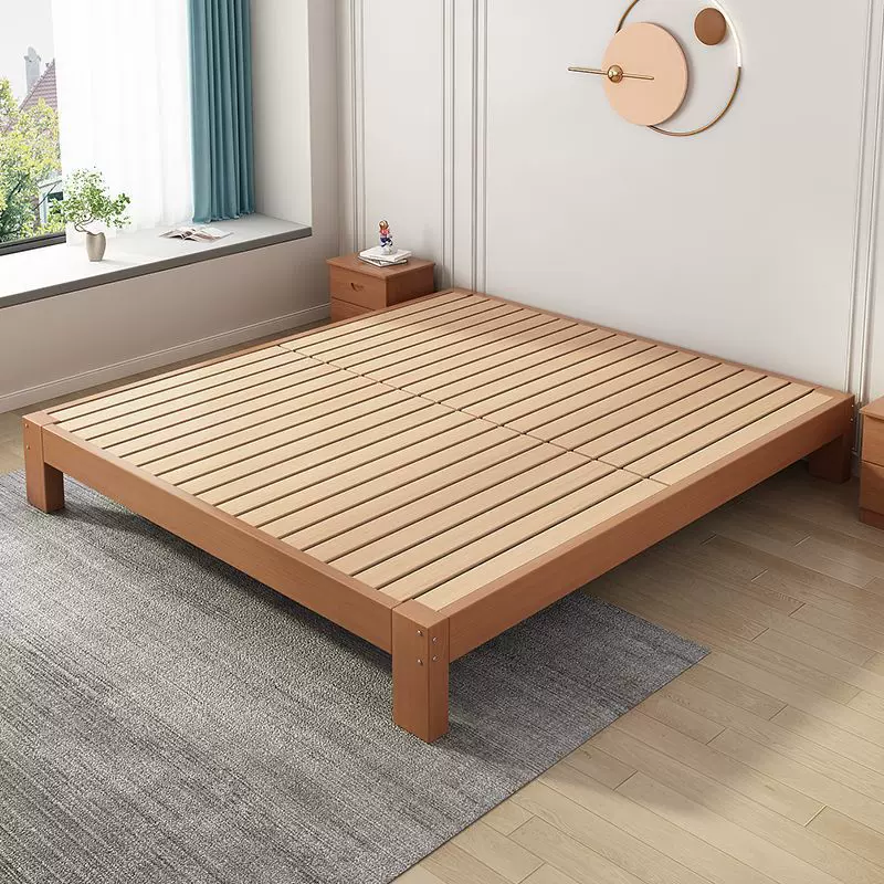 全榉木加厚实木床现代简约1.8双人单人床1.5米家用无床头简易床架