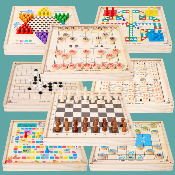 Puzzle table game flying chess checkers backgammon chess wholesale table game chessboard multi-functional magnetic chess for children