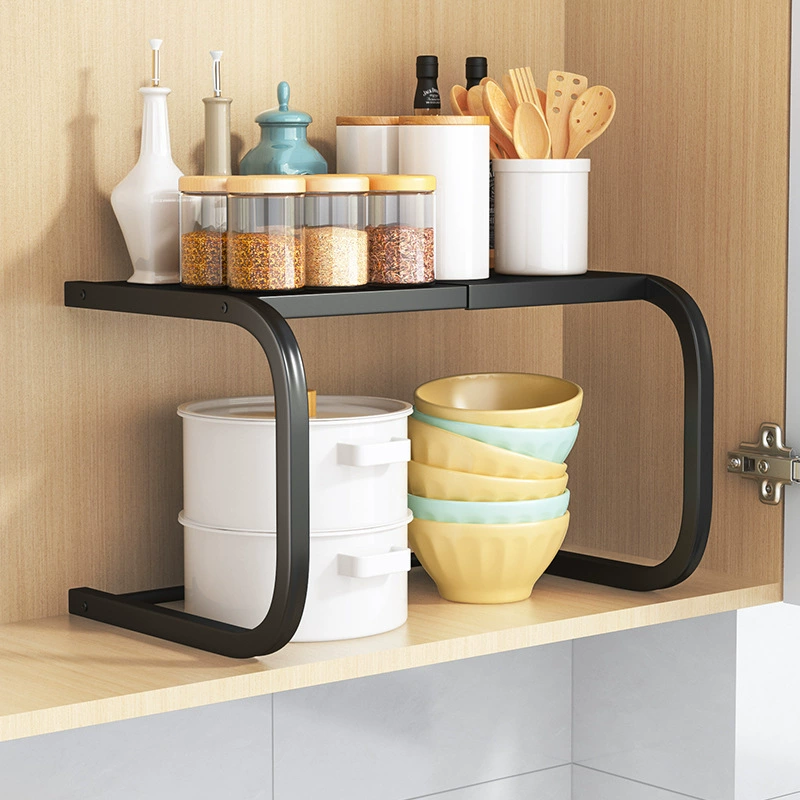 Microwave Shelf Rack, Desktop Adjustable Double-Layer, Thickened Metal, 55–60 cm Options