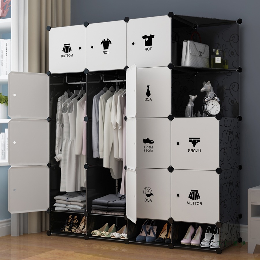 Wardrobe Steel Frame Plastic Storage Fabric Simple Wardrobe Economical Storage Cabinet Simple Single Rental Dormitory