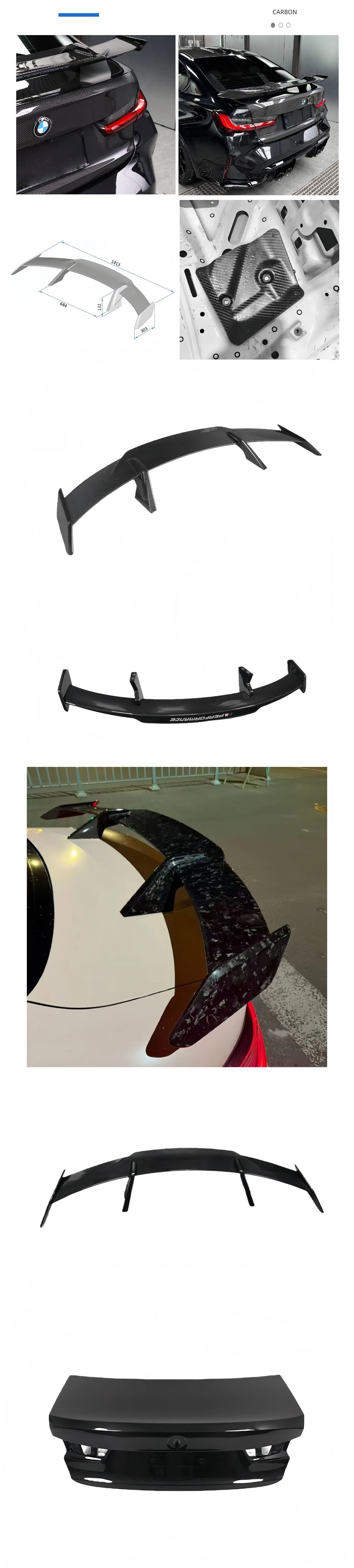 Suitable for BMW M3M4 G80 G82 MP model rear spoiler carbon fiber spoiler fixed wing modified car accessories