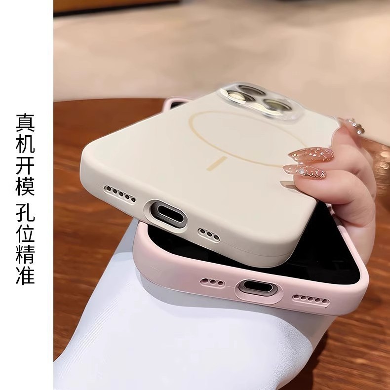 液体シリコン製マグネット式iPhone17用スマホケース、クリスタルレンズフィルム、Apple 15promax用細穴精密フィット|undefined