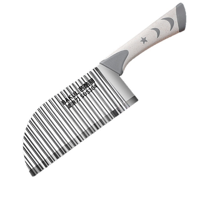 304 cuchillo de patata de dientes de lobo cuchillo ondulado multifuncional cuchillo ondulado para cortar colza y sopa de frita cuchillo de patata frita comercial