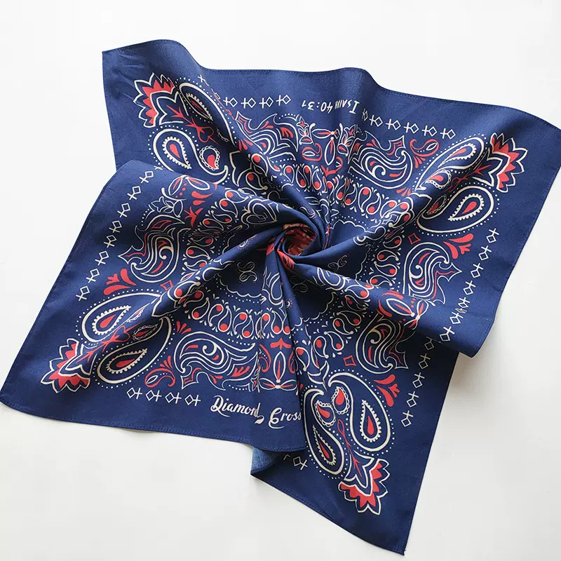 厂家供应精梳棉全棉印花小方巾 精美数码印花包裹布 骑行包头巾