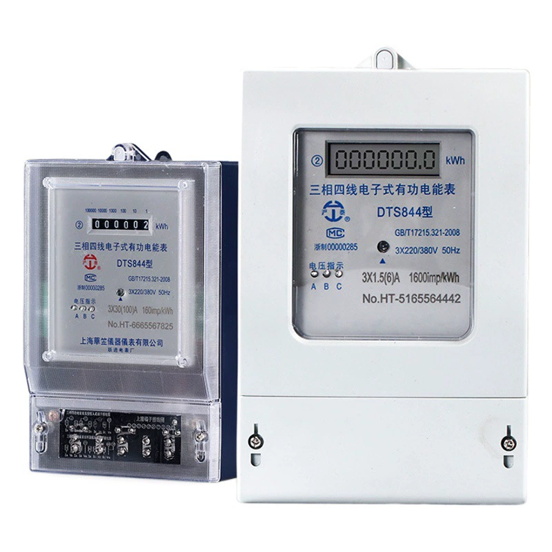 Трехфазный четырехпроводной Электрический счетчик 380 В, промышленный мощный электронный счетчик ватт-часов с трансформатором, счетчик активной энергии 100А