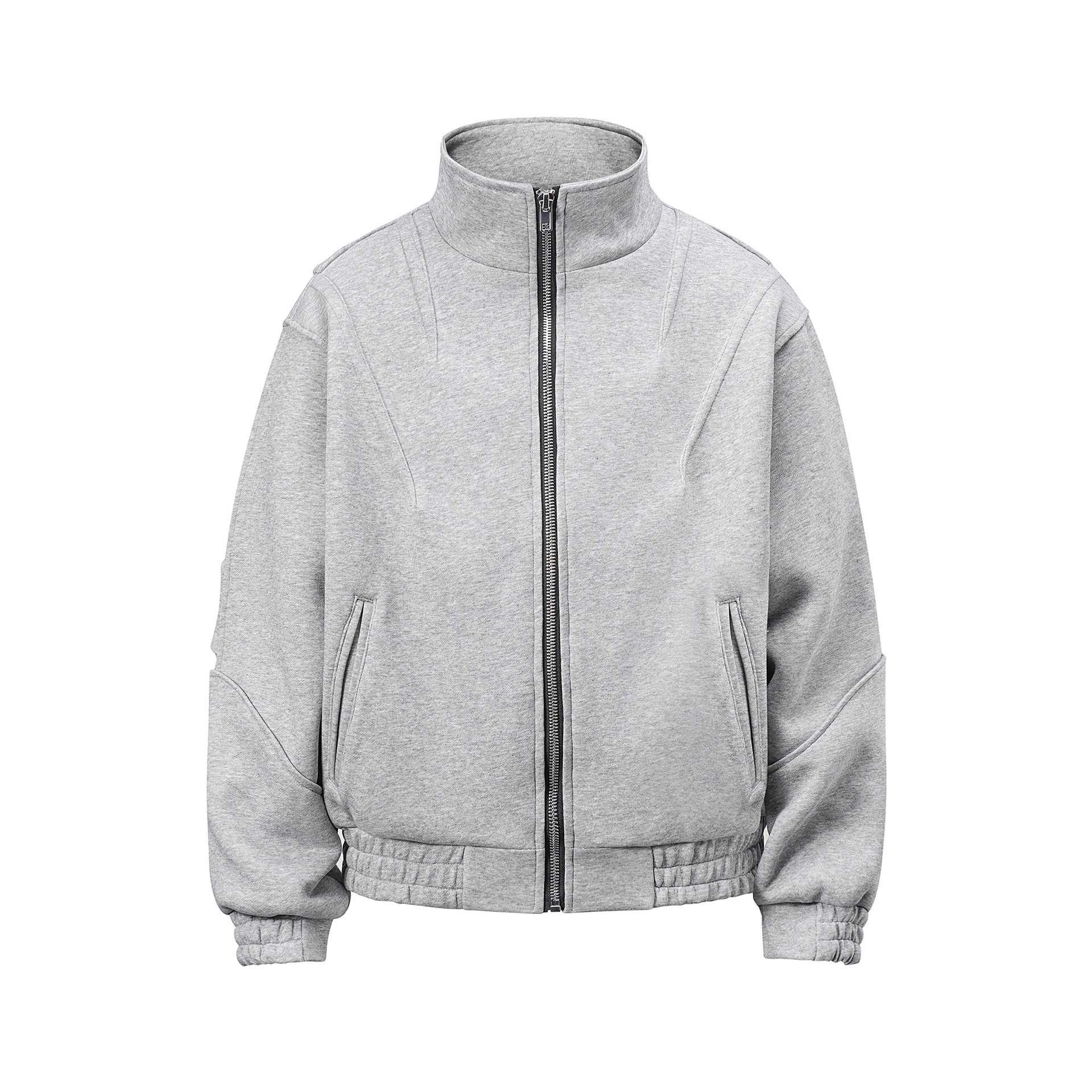 Cardigan da uomo in cotone composito pesante da 500 g con cerniera, polsini a coste, collo alto, giacca maglione_voghion.com