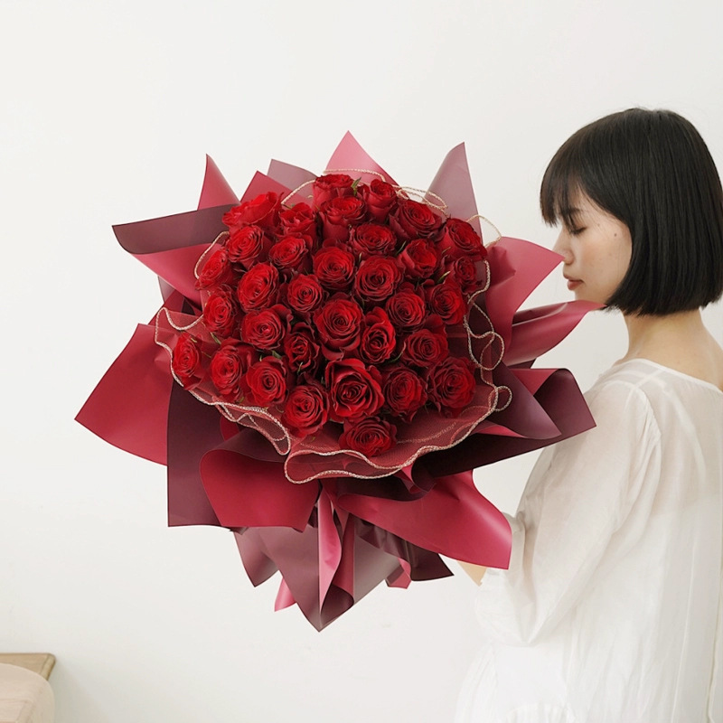 Flower Packing Yarn Phnom Penh Lotus Leaf Yarn Floral Mesh Floral Gauze Flower Wrapping Paper Gauze Rose Black Gauze Flower Wrapping Material