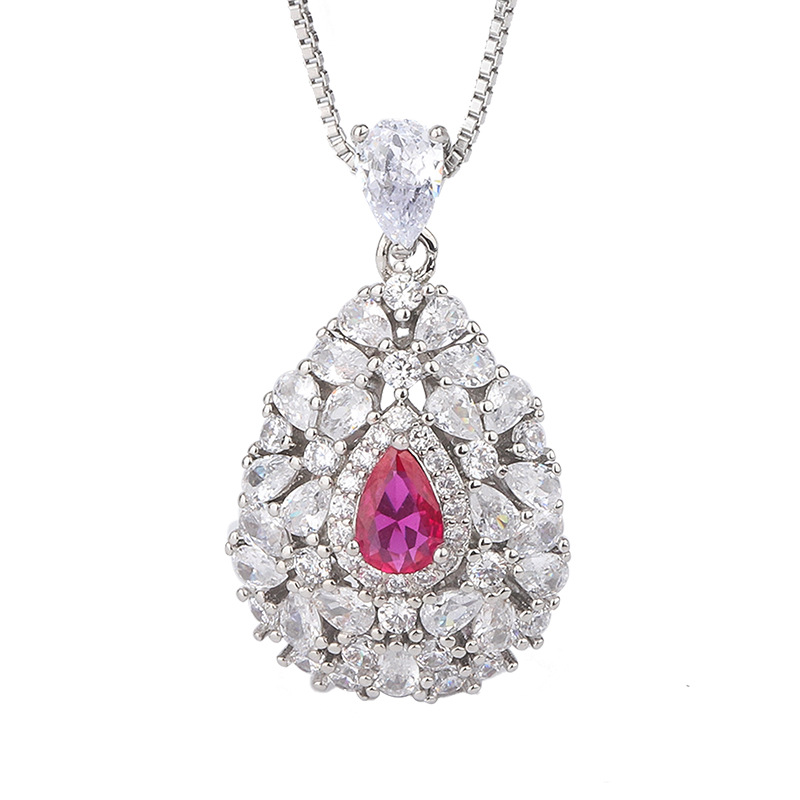 Zhuang Sheng joyería nueva TikTok Venta caliente joyería de moda traje de simulación corindón rojo anillo colgante piedra principal 4*6