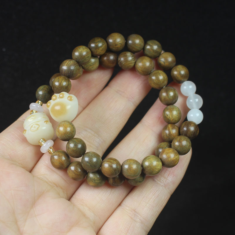 Green sandalwood 8mm girls small bracelet cat claw cat style Mori ladies beads rosary jewelry wholesale